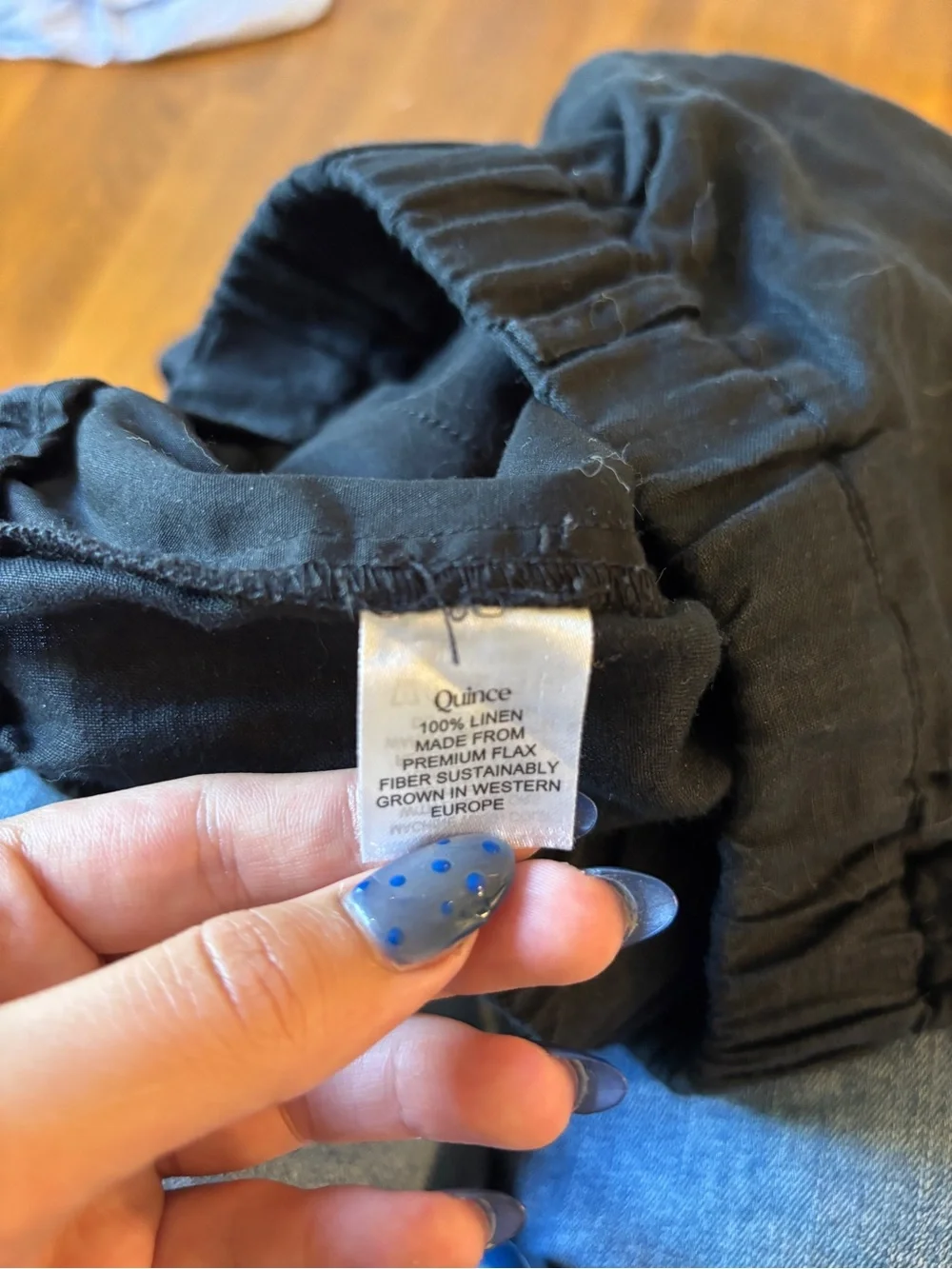 Quince Black Linen Casual Elastic-Waist Pants